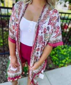 Texas Bling Megan Floral Tassel Kimono Outerwear