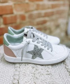 Texas Bling Shoes Paz Star Sneaker- Silver Sparkle 7 Texas Bling Shoes Paz Star Sneaker- Silver Sparkle