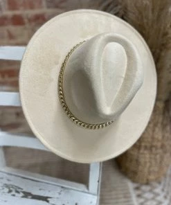 Texas Bling Hats Stevie Thin Chain Detail Felt Hat- Beige