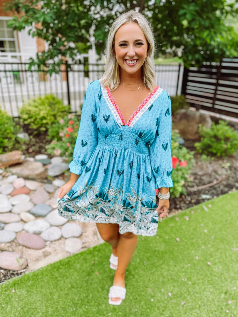 Umgee Miranda Abstract Border Print Dress 1 Umgee Miranda Abstract Border Print Dress