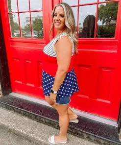 Cezanne Plus Grace Stripe And Star Contrast Tank Top 7 Cezanne Plus Grace Stripe And Star Contrast Tank Top