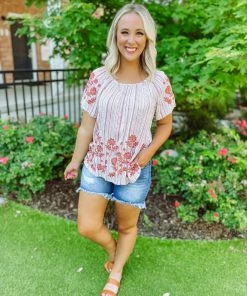 Andree Neutral Babe Daniella Rust Embroidered Tribal Top