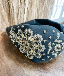 Texas Bling Black & Gold Beaded Knot Headband Hair Accessories