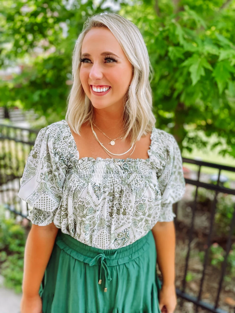 Davi & Dani Kali Square Neck Smocked Top Tops 4 Davi & Dani Kali Square Neck Smocked Top Tops