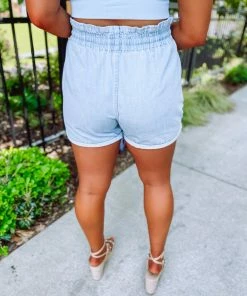 Easel Serenity Wide Elastic Waistband Denim Shorts- Dark Denim 8 Easel Serenity Wide Elastic Waistband Denim Shorts- Dark Denim