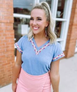 Andree Daphne Embroidered Outline Top