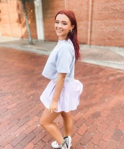 Rosio Clothing Eva Cropped Short Sleeve Oversized Tee- Heather Grey