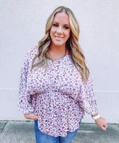 Hayden Plus Brooke V Neck Dolman Floral Top