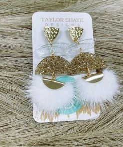 Texas Bling Wren Gold/Clear Skinny Tassel Drop Earrings Jewelry