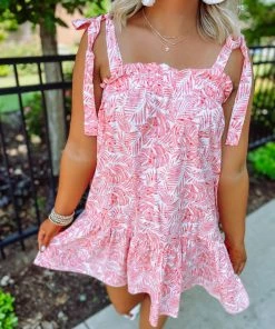 Ee:some Harlow Tropical Tie Shoulder Dress