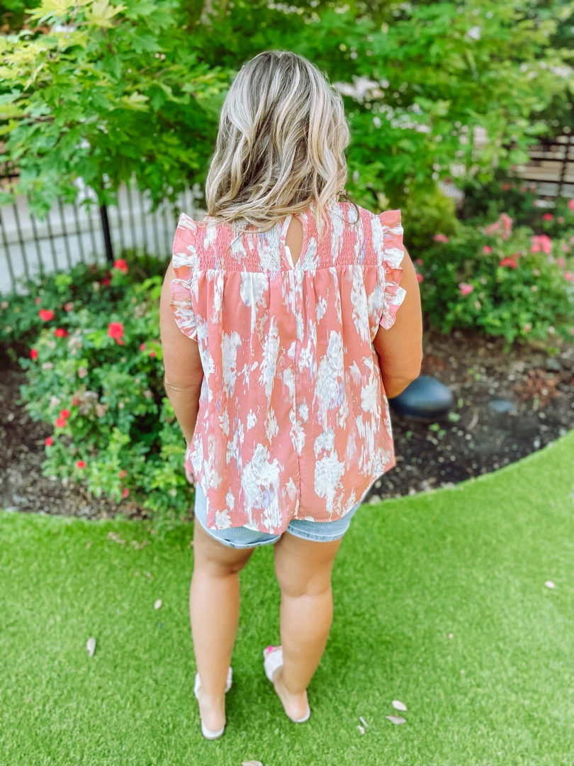 Hayden Plus Peyton Watercolor Smocked Yoke Ruffled Tank Top 5 Hayden Plus Peyton Watercolor Smocked Yoke Ruffled Tank Top