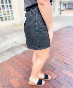 Flying Monkey Alaia Black Paperbag Mini Skirt Denim