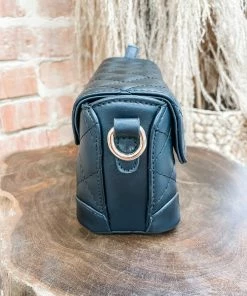 Texas Bling Jade Leather Rectangle Diamond Bag- Black