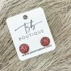 Texas Bling Druzy Round Stud Earrings- Rose Gold
