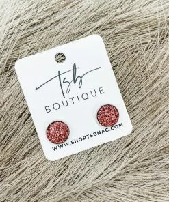 Texas Bling Druzy Round Stud Earrings- Rose Gold