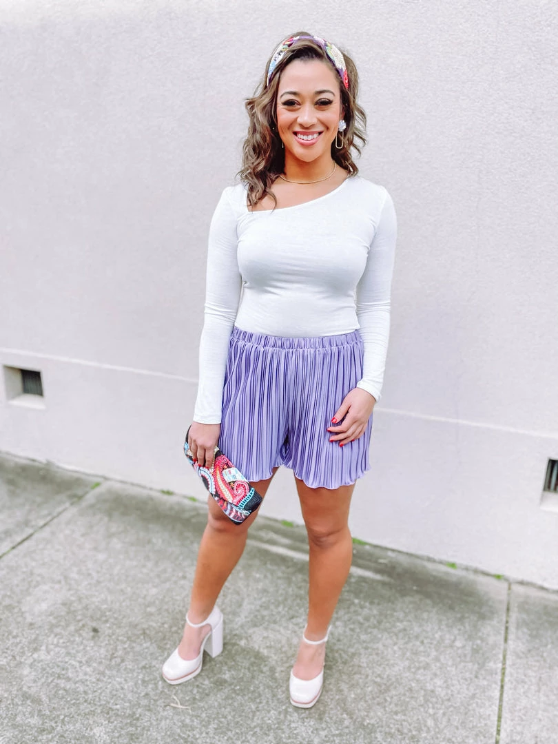 Listicle Bottoms June Flowy Satin Shorts- Lavender 7 Listicle Bottoms June Flowy Satin Shorts- Lavender