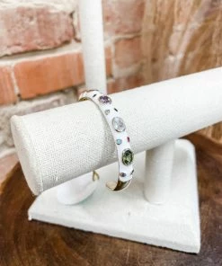 Texas Bling Jewelry Porsha Enamel Bangles- White