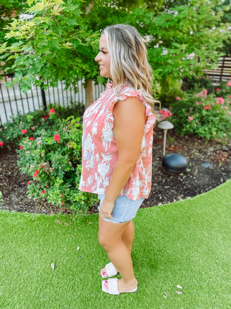 Hayden Plus Peyton Watercolor Smocked Yoke Ruffled Tank Top 4 Hayden Plus Peyton Watercolor Smocked Yoke Ruffled Tank Top