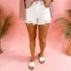 Nature Denim Tricia Distressed Shorts- White