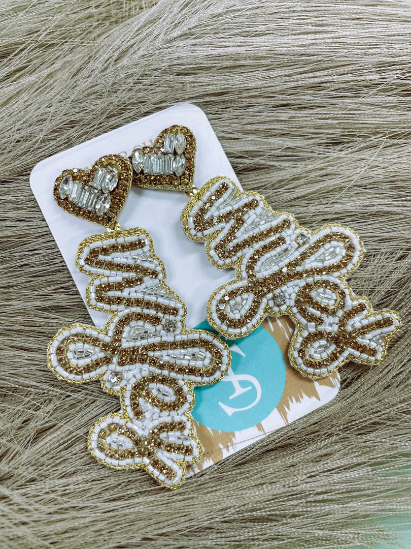 Texas Bling Jewelry Wifey Beaded Drop Earrings 2 Texas Bling Jewelry Wifey Beaded Drop Earrings