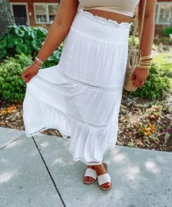 Ee:some Hattie Smocked Eyelet Maxi Skirt