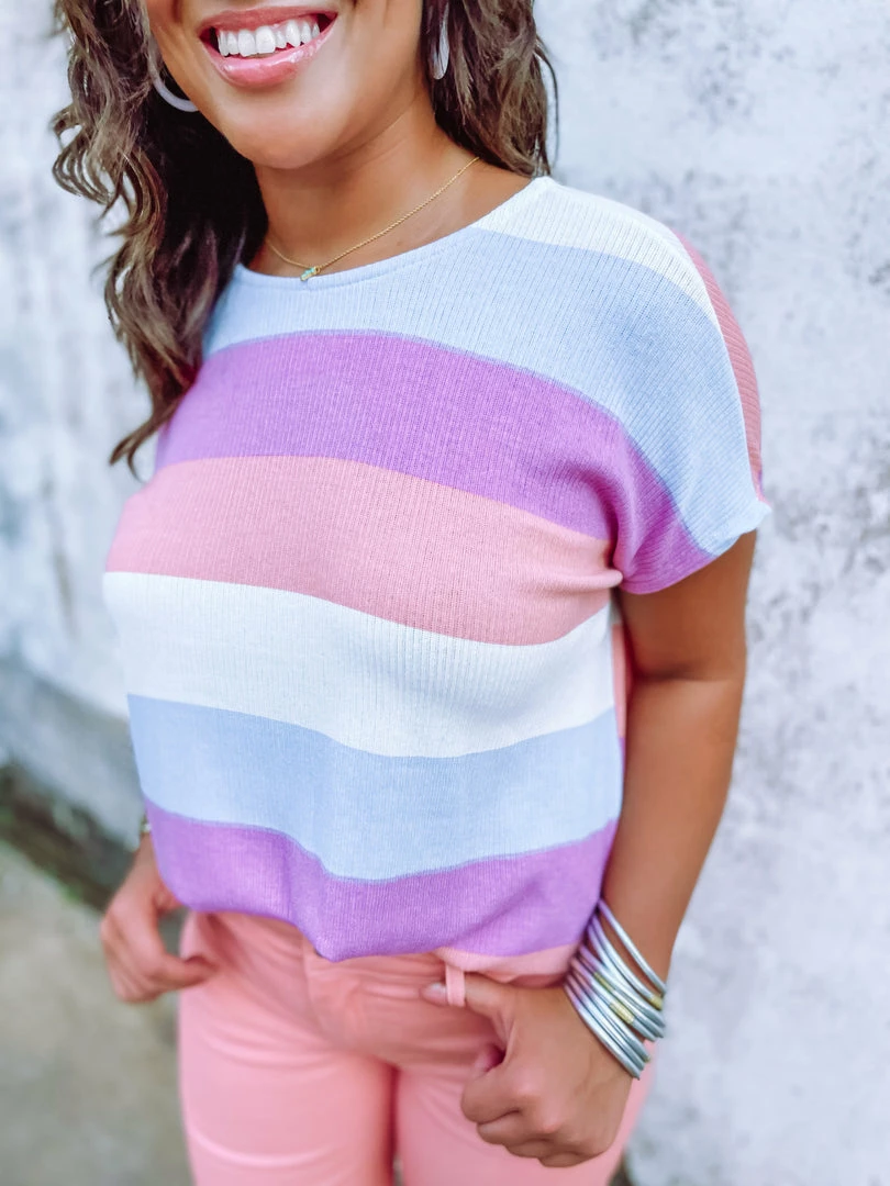 Ces Femme Savanna Multi Stripped Ribbed Jersey Knit Top 2 Ces Femme Savanna Multi Stripped Ribbed Jersey Knit Top