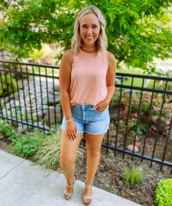 Be Cool Sasha Classic Tank Top- Peach Tops