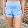 Love Tree Sonia Fitted Athletic Shorts- Sky Bottoms