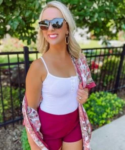 Texas Bling Tops Cheyenne Snap Button Down Cami Bodysuit- White