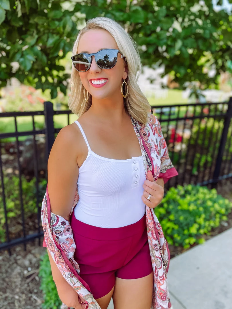 Texas Bling Tops Cheyenne Snap Button Down Cami Bodysuit- White 1 Texas Bling Tops Cheyenne Snap Button Down Cami Bodysuit- White