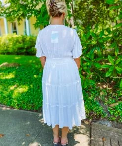 Umgee Dresses Sandra Flutter Sleeve Dress- Off White