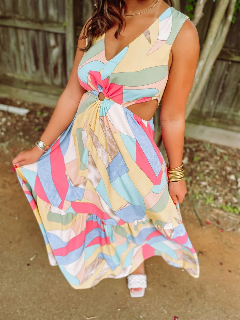 Entro Karter O-Ring Cut Out Midi Dress Dresses 2 Entro Karter O-Ring Cut Out Midi Dress Dresses