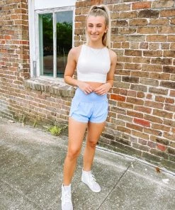 Love Tree Sonia Fitted Athletic Shorts- Sky Bottoms