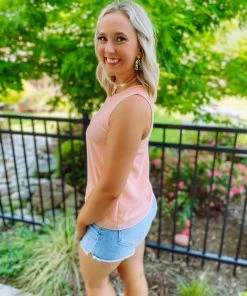 Be Cool Sasha Classic Tank Top- Peach Tops