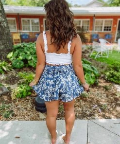 Love Tree Tops Jenna Ruffle Shoulder Strap Crop Top- White