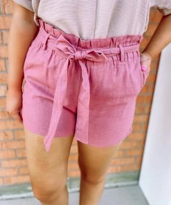 Must Have Jasmine Front Tie Linen Paperbag Shorts Bottoms