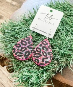 Texas Bling Hot Pink Teardrop Large Earrings Neon Fit Check