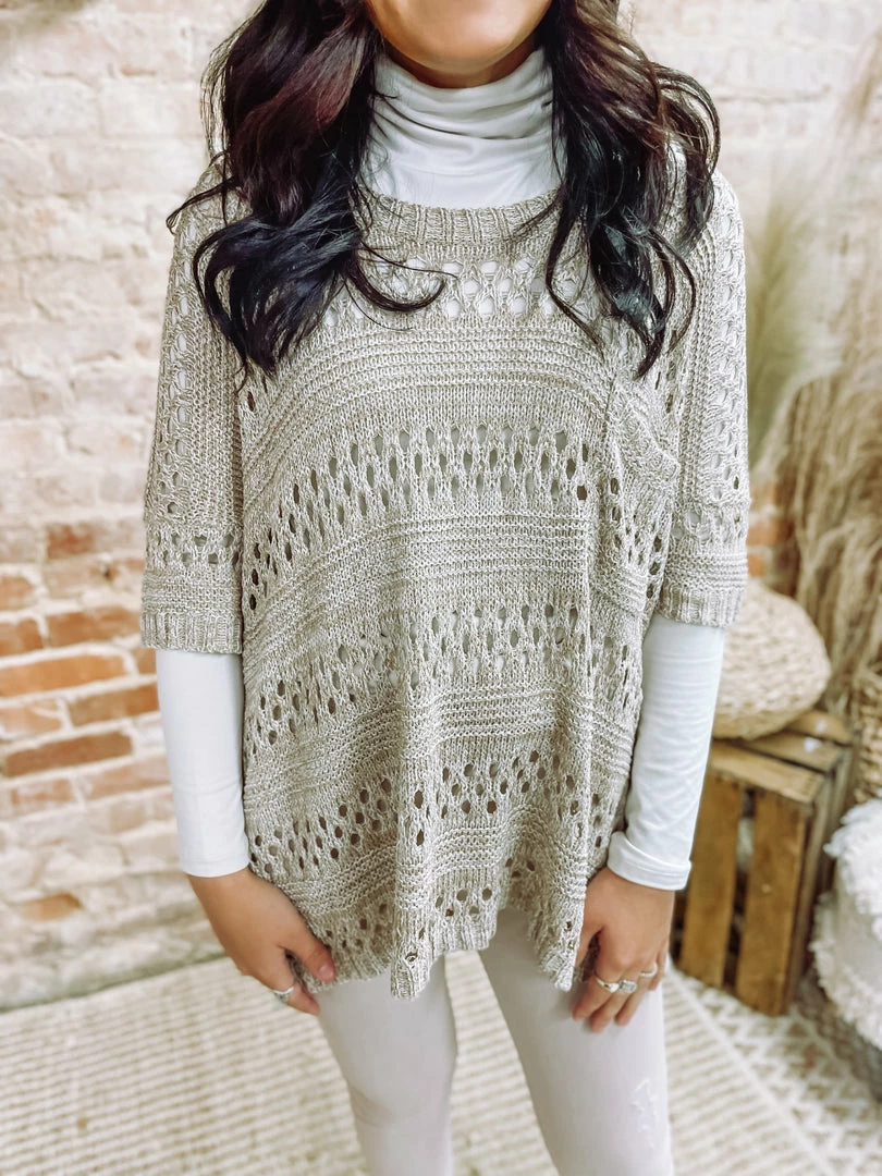 Ces Femme Tara Crochet Knit Sweater Tops 2 Ces Femme Tara Crochet Knit Sweater Tops