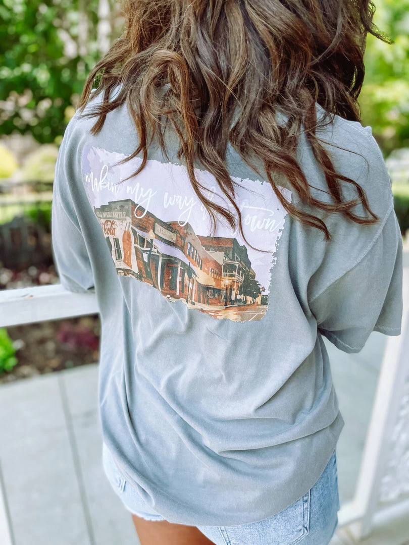 Pierce + Pine Makin' My Way Downtown-S/S-Grey Graphic Tees 2 Pierce + Pine Makin' My Way Downtown-S/S-Grey Graphic Tees