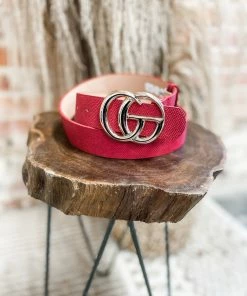 Texas Bling Red Textured GG Belt Belts