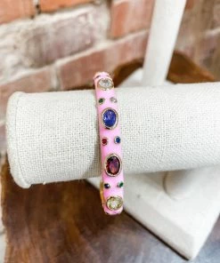 Texas Bling Jewelry Porsha Enamel Bangles- Pink