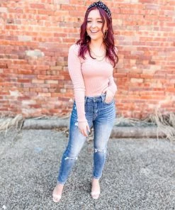 Love Tree Amber Long Sleeve Rib Bodysuit- Mauve