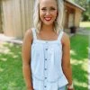 Entro Tops Harlee Denim Button Down Tank