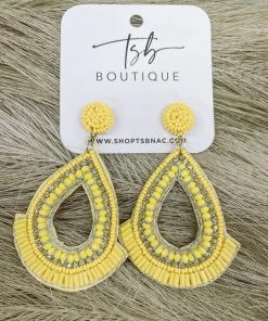 Texas Bling Jewelry Yellow Beaded Teardrop Earrings
