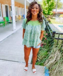 Davi & Dani Brooke Lace Floral Loose Top