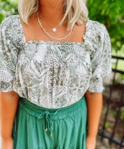 Davi & Dani Kali Square Neck Smocked Top Tops 13 Davi & Dani Kali Square Neck Smocked Top Tops