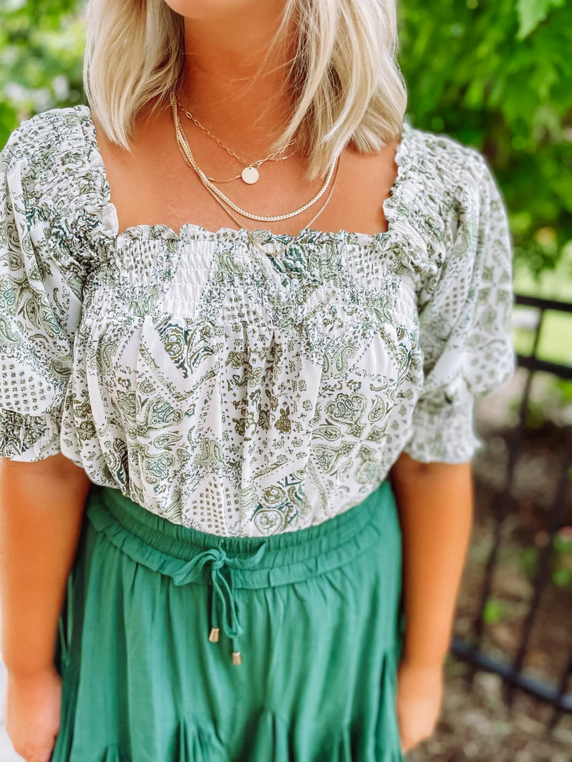 Davi & Dani Kali Square Neck Smocked Top Tops 5 Davi & Dani Kali Square Neck Smocked Top Tops