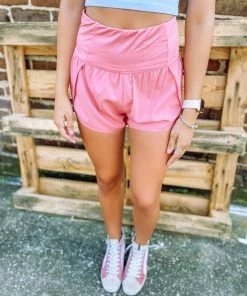 Love Tree Bottoms Sonia Fitted Athletic Shorts- Rose