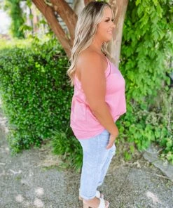 Entro Plus Faye Solid One Shoulder Top- Pink Blush