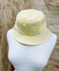 Texas Bling Hats Yellow Checkered Bucket Hat